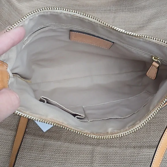 Coach Multi Color Plaid Tattersall Larger Crossbody Bag with Tan Leather Accents - Picture 10 of 17